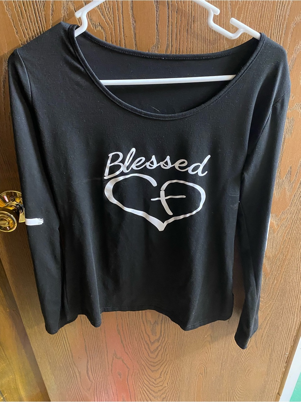 Long Sleeve 'Blessed' Graphic Tee - Black